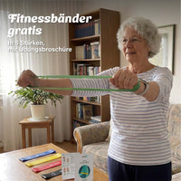 Fitnessbänder in fünf Stärken für erweitertes Ganzkörper-Training mit Übungsbroschüre