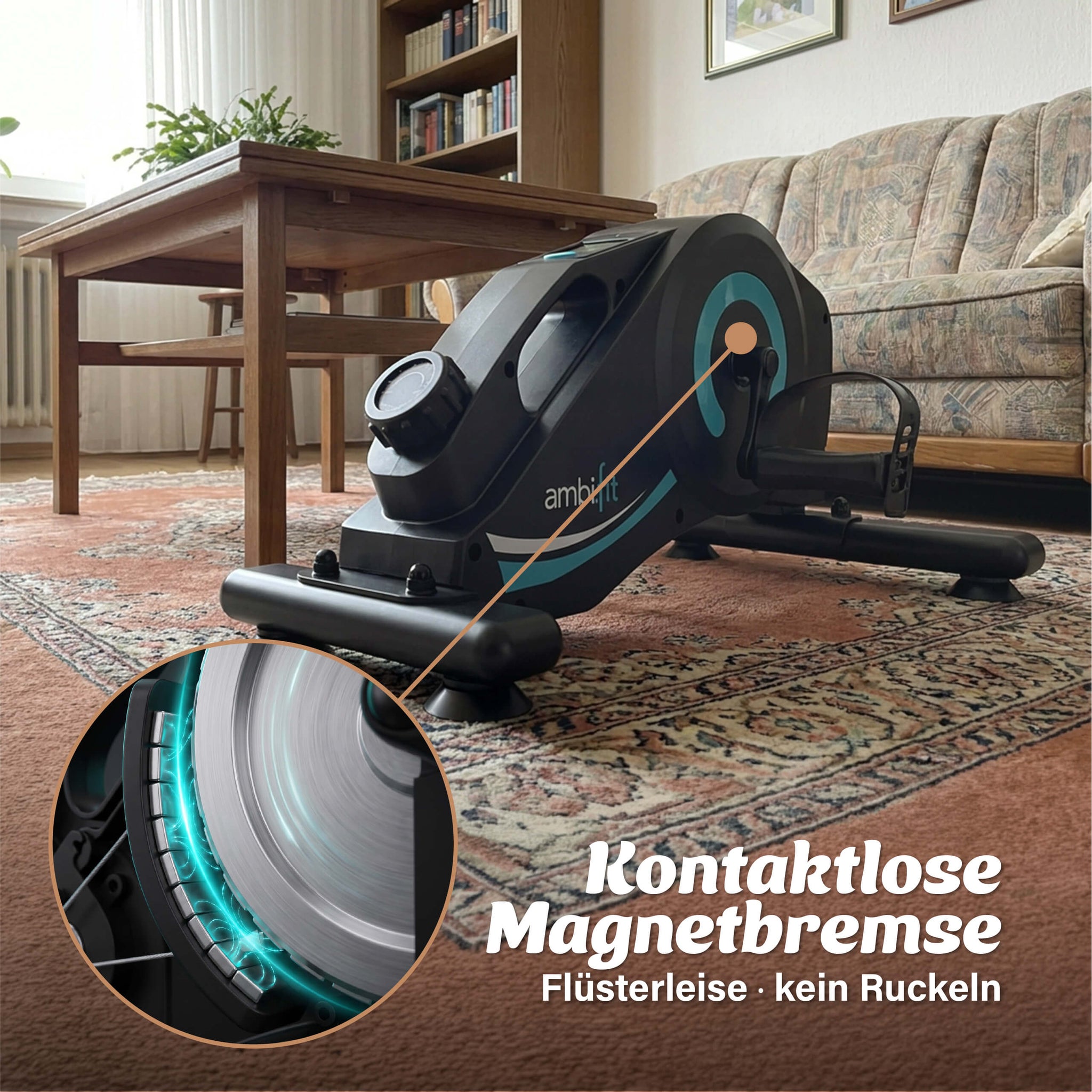 Magnetbremse des flüsterleisen Pedaltrainers im Querschnitt