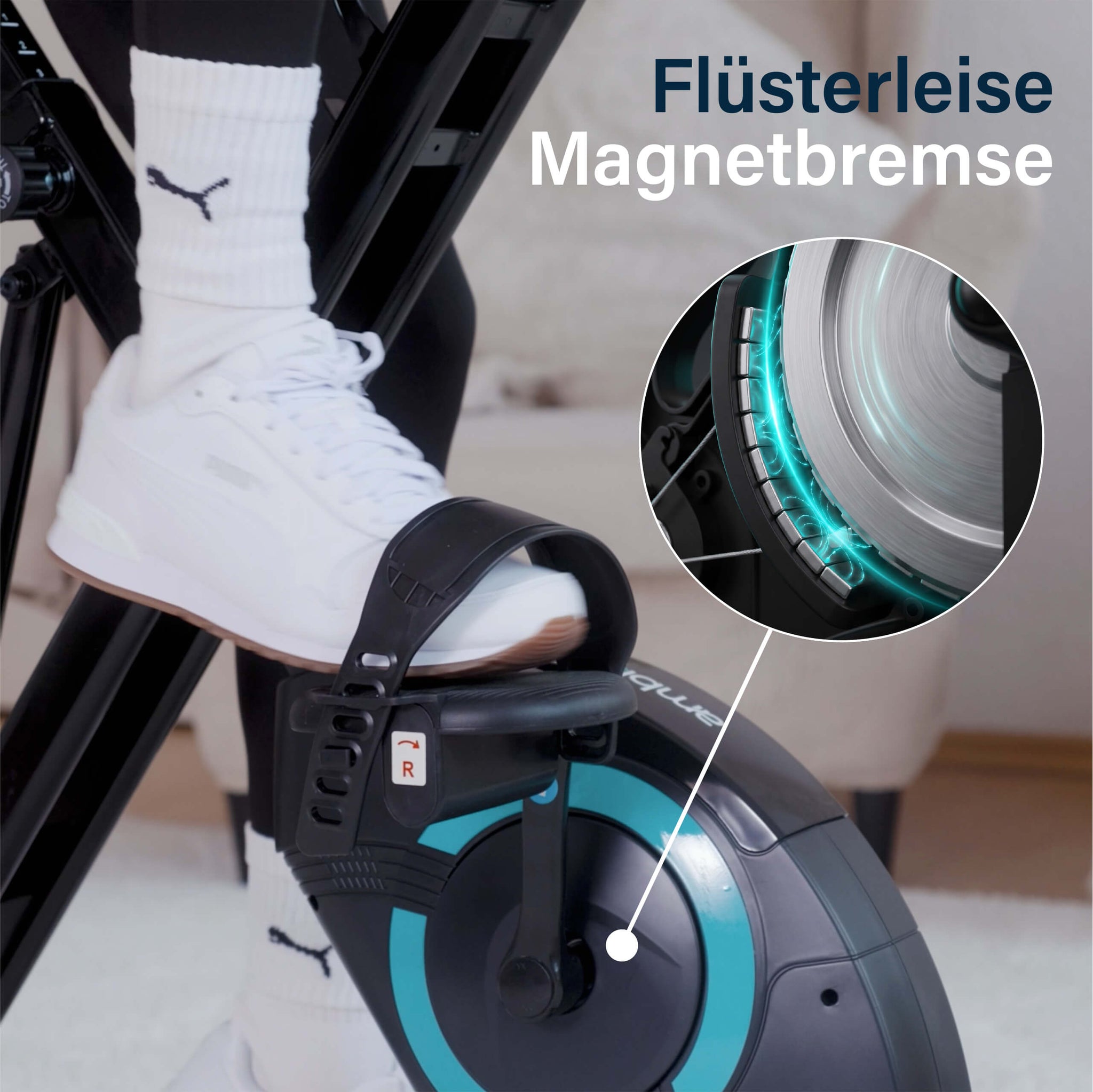Magnetbremse des X-Bike mit 16 Widerstandsstufen für leises Training